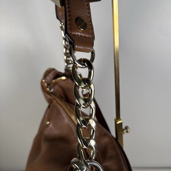 Michael Kors Leather 2way shoulder Crossbody Tote Brown Gold hobo  shoulder bag - Picture 8 of 14